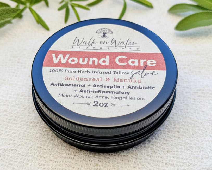 Wound Care ~ 100% Pure Herb-infused Tallow Salve 2oz